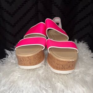 Yoki Hot Pink Double Strap Platform Slides